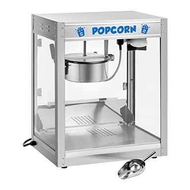 Royal Catering Macchina per Popcorn Professionale (1350 W, ca. 6 kg/h, Acciaio Inox, Rivestimento antiaderente, Paletta incl.) Popcorn Maker