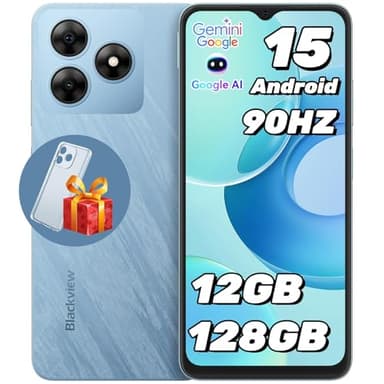 Blackview WAVE 8 Smartphone Android 15, 4GB+128GB/2TB Telefono 2025, 6.56" HD+/90Hz, 5000mAh/10W Telefoni, 13MP+8MP Telefono, Cover Inclusa, 4G Dual SIM Telefoni Cellulare, GPS/Tipo-C/3.5mm Jack