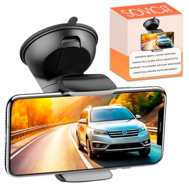 Porta cellulare auto cruscotto ventosa parabrezza Rotazione a 360º posizionamento orizzontale e verticale regolazione universale compatibile con smartphone fino a 7,6" installazione semplice
