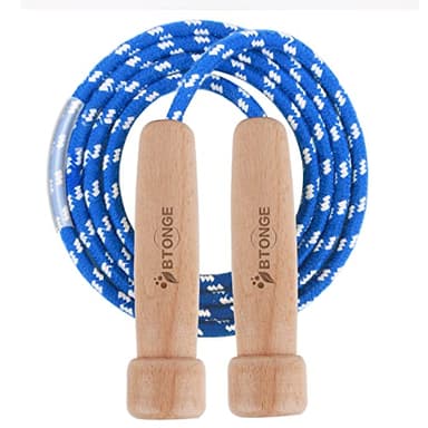 Corda per Saltare per Adulti, BTONGE Corda Saltare Tradizionale Regolabile in Cotone con Manico in Legno Naturale Corda Saltare Velocità per Bruciare Grassi Saltare Fitness Sport - 300 CM / 9,8 FT