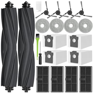 RUKHOOL Accessori Ricambi per Dreame L40 Ultra / X40 Ultra Complete/Mova P50 Pro Ultra / X40 Master Ricambio Kit 6 Sacchetti Polvere, 4 Panni Mocio 2 Spazzola Principale, 4 Filtri 4 Spazzole Laterali