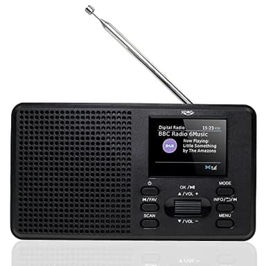 XORO DAB 142 - Radio digitale portatile, ricezione FM e DAB+, memoria stazione, funzione RDS, sveglia, Bluetooth, funzionamento a batteria e rete, antenna telescopica