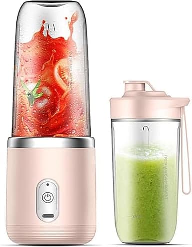 Smart-J Frullatore Portatile Turboblend con Batteria al Litio Ricaricabile USB 1500 mAh, Design Compatto, Capacità 500mL, Ideale per Smoothie, Frullati di Frutta e Verdura – Plastica Resistente (Rosa)