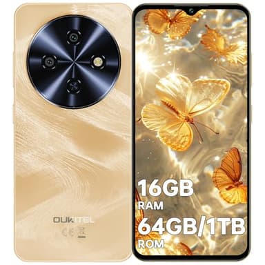 OUKITEL C5 Smartphone 2025-16GB+64GB/1TB Telefono Cellulare, 6.52" HD Cellulare, 5000mAh Telefoni, 13MP+5MP Cellulari e Smartphone Android 14, 4G Dual SIM/Face ID/GPS/OTG, Oro