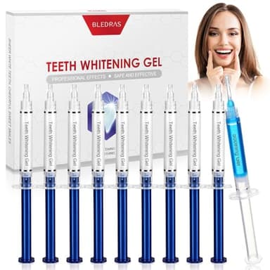 Bledras 10 * 3ML Gel Sbiancante Denti - Sbiancante (9 Bastoncini) & Lenitivo (1 Bastoncini), Adatto per Denti Sensibili per Rimuovere le Macchie, Sbianca i Denti Velocemente