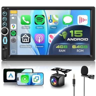 Hodozzy 8 Core 4GB+64GB Autoradio Android 2 Din con Wireless Carplay Android Auto, Radio con Touchscreen 7 Pollici Schermo con Navigatore GPS WiFi DSP Bluetooth Mirror Link FM/RDS Tipo C+ Retromarcia