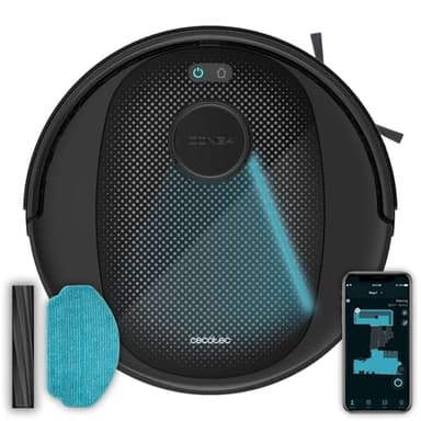 Cecotec Robot Aspirapolvere e Lavapavimenti Conga 7690 Immortal MAX M. 5000Pa, Tecnologia di Navigazione Laser, Autonomia 220min, Spazzola Centrale Silicone, Mocio, 1 Spazzola Laterale, Controllo App