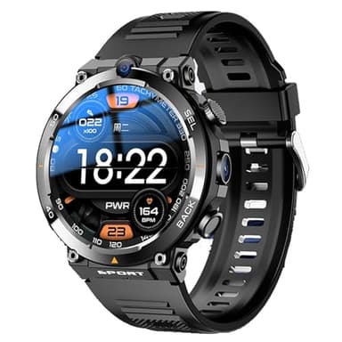 Smartwatch da uomo con scheda SIM 4G con doppia fotocamera, NFC, posizionamento GPS - Smart Watch touch screen 1.39, rispondere/effettuare chiamate - Regali per gli uomini