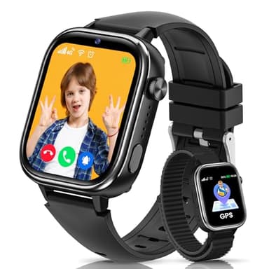 SWGOTA 4G Smartwatch Bambini con GPS e Telefono, Orologio Smartwatch Bambini con Videochiamate, Messaggi, modalità Scuola, SOS, Impermeabile IP68, Contapassi - Regalo per Ragazzi e Ragazze (Nero)