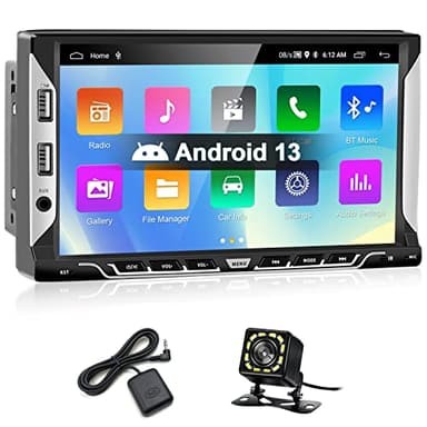 Podofo Autoradio 2 Din Android con Navigazione GPS e Bluetooth Display Radio Stereo Doppio Din Touchscreen da 7 Pollici con WiFi FM/RDS Radio Collegamento a Specchio + Telecamera per Retromarcia
