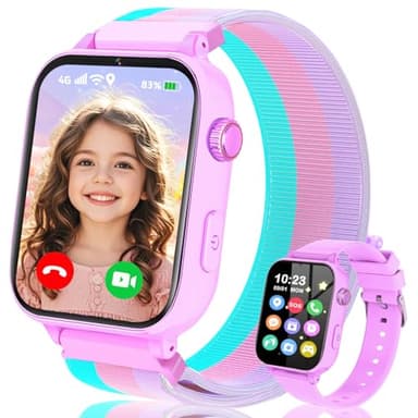 Ucani 4G Orologio Smartwatch Bambini, Orologio Intelligente con GPS, SOS, Telefono/Chat/Videochiamata, Modalità Scuola, Contapassi, Sveglia, Gioco Smart Watch Ragazza Ragazzo 4-12 Anni Regalo, Viola