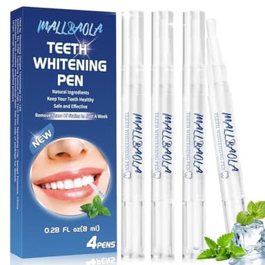 Penna Sbiancante Denti(4 Penna), Kit Sbiancante Denti Immediato, Gel Sbiancante Denti, Efficace che Rimuove Macchie e Ingiallimento, Facile da Usare