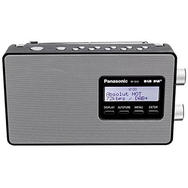 Panasonic RF-D10EG-K Radio Digitale Portatile DAB/DAB+/FM, Display LCD Retroilluminato, Alimentazione a Batteria e a Corrente, Orologio, Nero